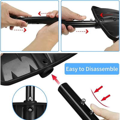 Snow Shovel, 2024 New Upgrade Large-Capacity Lightweight Aluminum Portable Snow Shovel, Snow Shovel for Snow Removal,Shovel for Garden, Car, Camping with Extra Ice Scrape (Black)