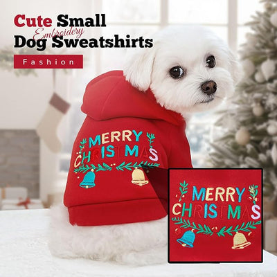 ABRRLO Small Dog Hoodie Clothes Red Christmas Dogs Outfit Warm Fleece Dogs Sweater for Small Dog Cat Boy Girl Cute Puppy Sweatshirt with Leash D Ring Xmas Doggy Costume Chihuahua Yorkie (Red,XS)