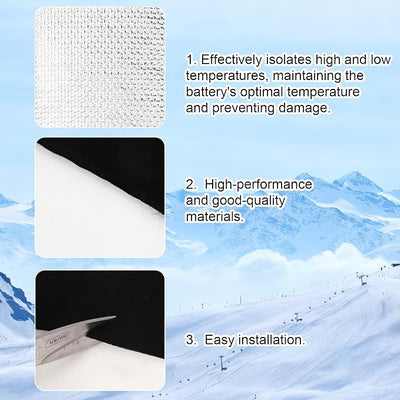 Car Battery Insulation Kit, Universal Battery Thermal Wrap Heat Shield Blanket with Aluminum Foil Tape, Extreme Winter Cold Weather Cover Sleeve Protector for Vehicles Trucks Accessories Essentials