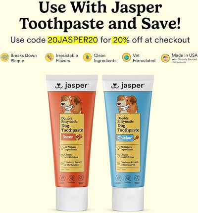 Jasper Dog Toothbrush, 360 Degree Pet Tooth Brushing Kit, Cat Toothbrush, Canine Dental Care & Teeth Cleaning Kit, Pet Finger Tooth Brush, Use with Dog Toothpaste, 2-Pack Pink