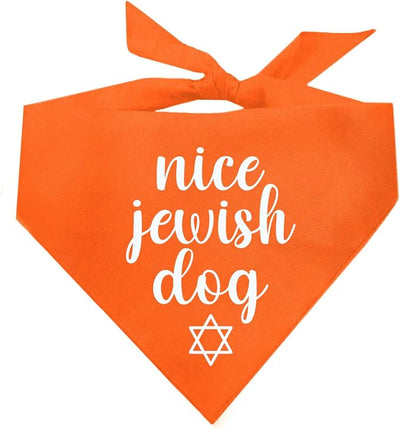 Nice Jewish Dog Bandana | 100% Cotton | Made in USA | Passover | Hanukkah | Yom Kippur | Rosh Hashanah | Jewish Celebration | Bar & Bat Mitzvah | Orange, X-Small (930)