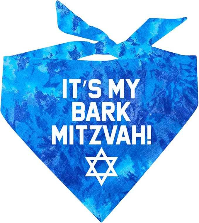 It's My Bark Mitzvah! Bat Mitzvah, Bar Mitzvah Jewish Star Dog Bandana (Royal Scrunch, OS 162)