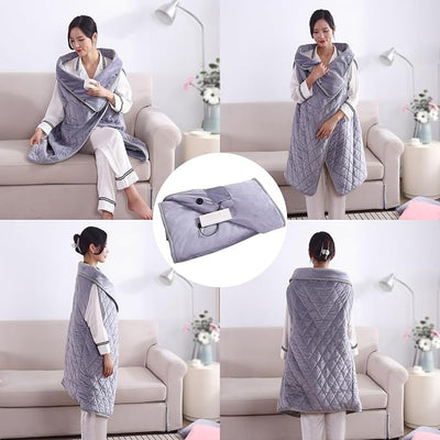 40"x55" Cordless Heated Blanket, Portable Heated Blanket Battery Operated, Cozy Soft Wearable Heated Shawl, 3 Heat Settings, Auto-Off, Machine Washable(Gray,Jacket)