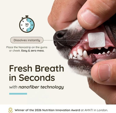 Dog Dental Strips – 30-Pack Dog Breath Freshener | Dissolves in Seconds | Teeth Cleaning Strip | Pet Oral Care Mint Strips