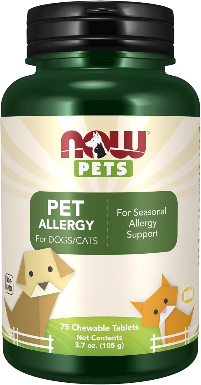 Pet Health, Pet Allergy Supplement, Formulated for Cats & Dogs, NASC Certified, 75 Chewable Tablets
