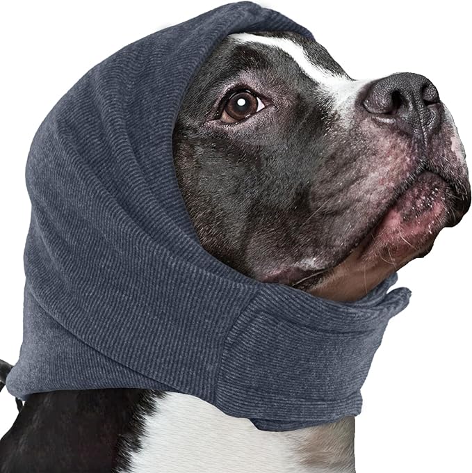 Dog Calming Hoodie No Shake Ear Wraps for Dogs, Adjustable Head Protection Cover Doggy Muffs Head Warp, Pet Hematoma Ear Wrap for Anxiety Relief, Grooming and Force Drying, Bathing, Fireworks