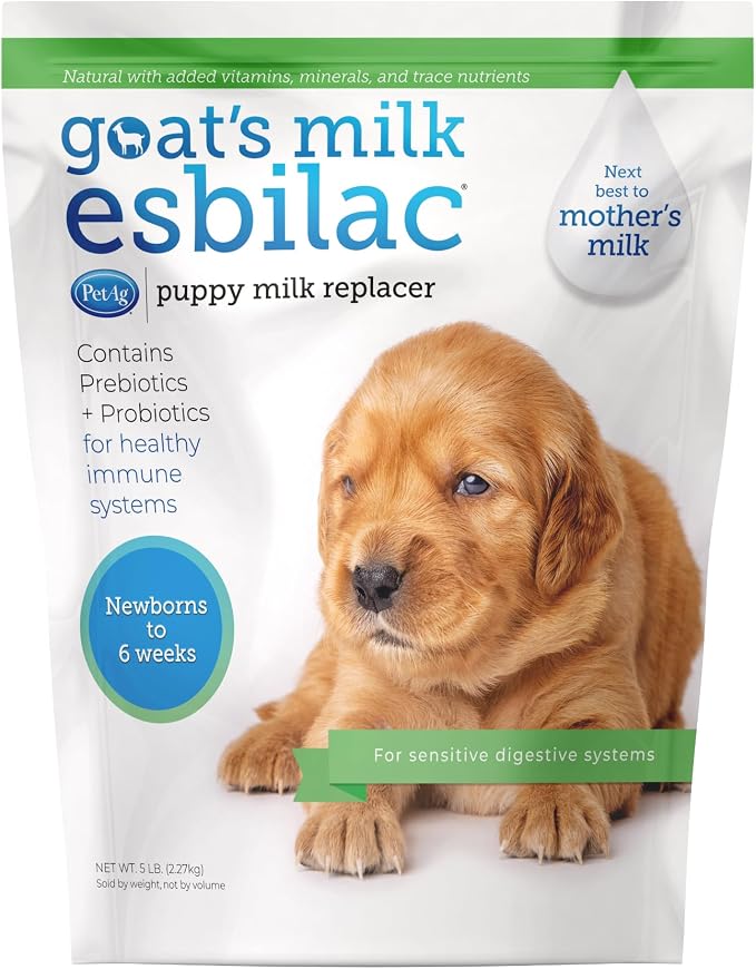 Goat’s Milk Esbilac Powder - 5 lb - Powdered Puppy Formula with Prebiotics, Probiotics & Vitamins for Puppies Newborn to Six Weeks Old - for Sensitive Digestive Systems
