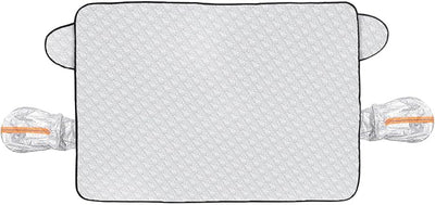 Car Windshield Snow Cover 4-Layer Protection for Snow Ice Frost Sunlight Large Magnetic Car Windshield Cover with Side Mirror Protector for Large Cars SUV Truck Van (63" x 46")