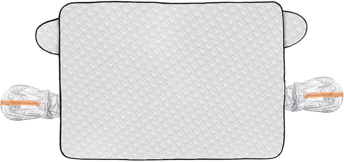Car Windshield Snow Cover 4-Layer Protection for Snow Ice Frost Sunlight Large Magnetic Car Windshield Cover with Side Mirror Protector for Large Cars SUV Truck Van (63" x 46")