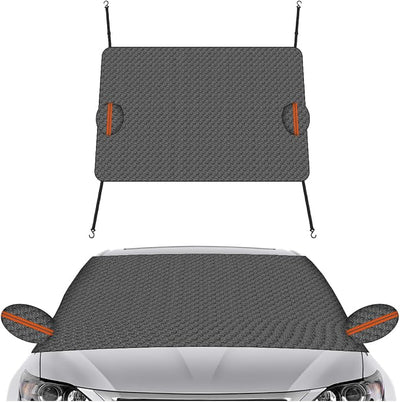 Magnetic Car Windshield Snow Cover, Extra Large Auto Ice Guard Windshield Cover with Side Window & Side Mirror Protector, Safe Reflective Vehicle Winter Exterior Accessories (Black)
