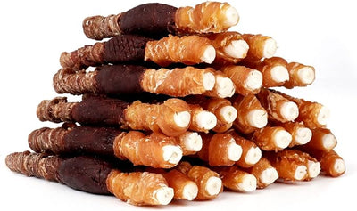 MON2SUN 5 Inch Triple Flavor Rawhide 30 Count for Small and Medium Dogs & Chicken Wrapped Cod Sticks 40 Count for Small Dogs