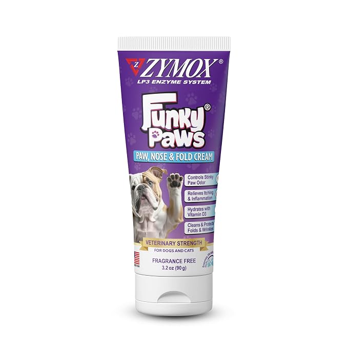 Funky Paws - Paw, Nose & Fold Cream for Dogs & Cats - Veterinary Strength - Reduces Corn Chip Feet Smell - Hydrates & Soothes the Skin - Relieves Itching & Irritation - Fragrance Free - 90g