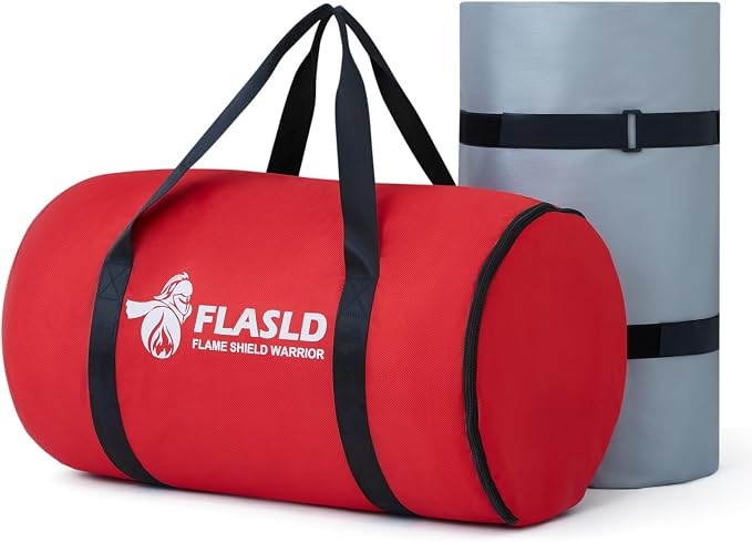 FLASLD Car Fire Blanket, Large Fireproof Blanket Fire Extinguisher Blanket for Electric/Fuel Vehicle Accidents, Silicone Coated Fibergalss Cover, Heat Resistant Fire Suppression Blankets 20ft x 26.5ft