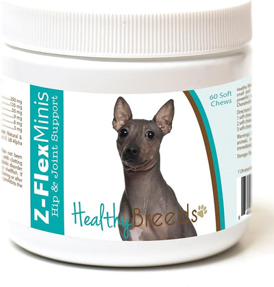 Healthy Breeds American Hairless Terrier Z-Flex Minis Hip and Joint Support Soft Chews 60 Count