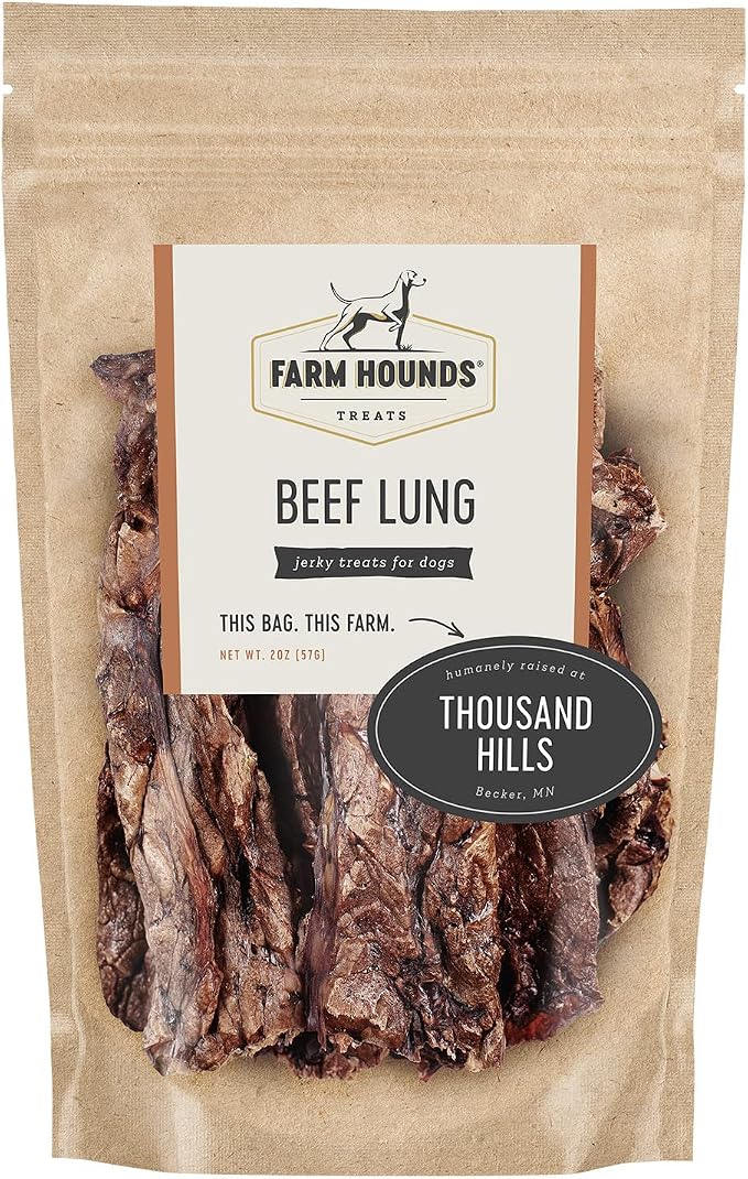 Beef Lung - Premium Natural Beef Lung Jerky for Dogs - Made from 100% Humanely Raised Cattle - Organ Treat - Great for Training & Treats - No Added Fillers - Made in USA - 2 oz - 1 Pack