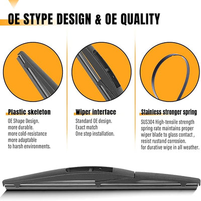 AUTOBOO 10 Inch Rear Wiper Blade Replacement for Honda HRV 2022-2016 CRV 2023-2025 Mitsubishi Outlander Sport 2024-2011 Leaf QX80 QX56-BACK Windshield Wiper Blade -Original Factory Quality (Pack of 1)