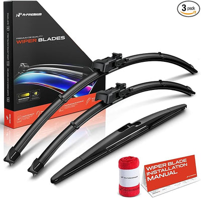 A-Premium 26"+20"+14" Windshield Wiper Blades Compatible with Volvo XC60 2010-2017 - Front Rear Wipers Blade Set for TLP/Snap Claw Arm Connector, with Wear Indicator & Towel (Pack of 3)