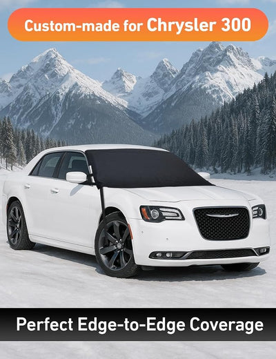 EcoNour Car Snow Cover Compatible for Chrysler 300 | Windshield Cover for Ice and Snow with S-Hook Straps | Heavy-Duty 600D Oxford Winter Car Cover, Waterproof & Anti-Slip