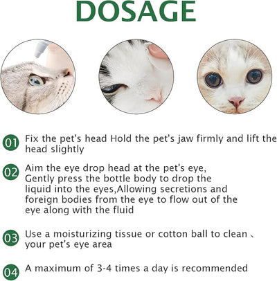 60ML Pet Eye Drops for Dog & Cat Relieve Eyes Itching & Irritation, Pink Eye & Allergies Symptoms Safe & Gentle Formula for All Animals