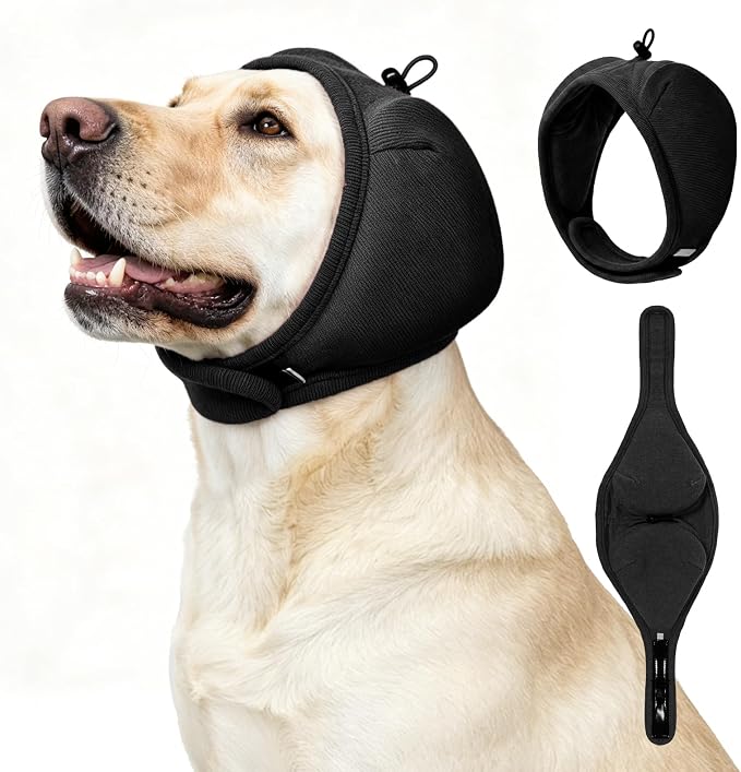Dotoner Dog Ear Muffs No Shake Anxiety Relief for Thunder Fireworks | Noise Protection For Fireworks Thunder, No Flap Ear Wrap With Adjustable Secure Fit, Soft Velvet For Four Seasons