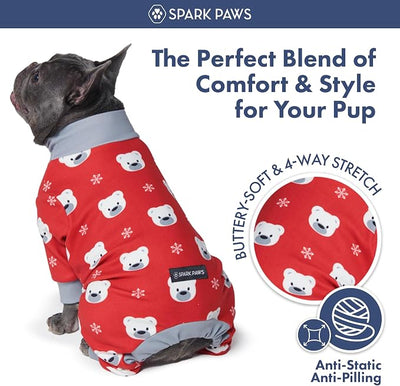 Spark Paws Dog Christmas Pajama, Dog Recovery Suit Male, Onesie, Ultra-Soft and 4-Way Stretch, for Small Medium and Large Breeds - Polar Bear - M