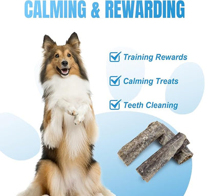 Amzey Cod Skin Dog Treats 24 OZ, High Protein Fish Skin Rolls Rich in Omega-3, 100% Natural Dried Fish Dog Chews for Teeth Cleaning, Pack of 4 Resealable Bags