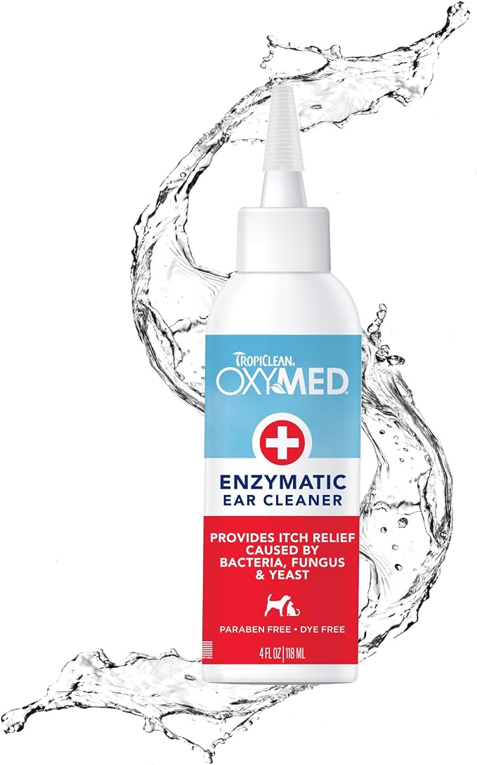 OxyMed Enzymatic Dog Ear Cleaner, Treatment for Dogs, Vet Recommended Ear Cleaning Solution, Daily Wash Drops, Safe for Cats, USA Made, 4oz