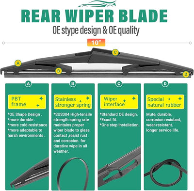 24" 16" 10" Windshield Wiper Blades Replacement for Toyota Corolla Cross 2022 2023 2024 2025 Premium All Weather Front Rear Wipers Set - OEM Quality (Pack of 3)