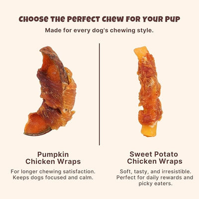 Havira 1.5 LB Value Pack Pumpkin Dog Treats, Healthy Chicken Wrapped Firm Chews Made with Real Veggies, Easy to Digest, Long-Lasting Chew Satisfaction for Dogs