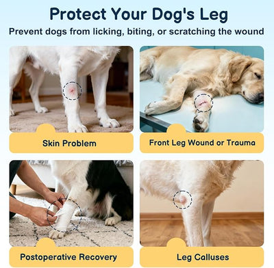 BARKLESS Dog Surgery Recovery Suit for Front Leg, Breathable & Soft Dog Long Front Leg Sleeve Shirt to Stop Licking, Adjustable|Comfortable Male Female Wound Cover, Pet Cone Alternative (Black, L)