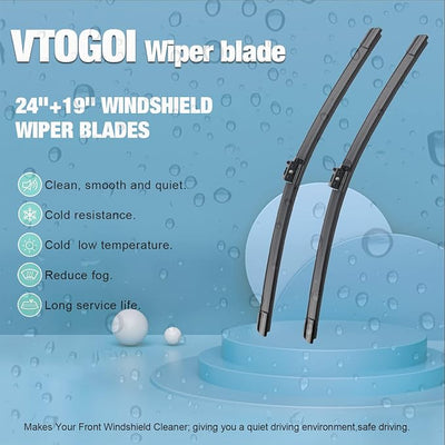 OEM Windshield Wiper Blades Replacement for Mercedes-Benz GLA250 2016-2020 GLA45 AMG 2016-2020, All Weather Original Factory Quality Front & Rear Wipers Set 24"+19"+12" (Pack of 3)
