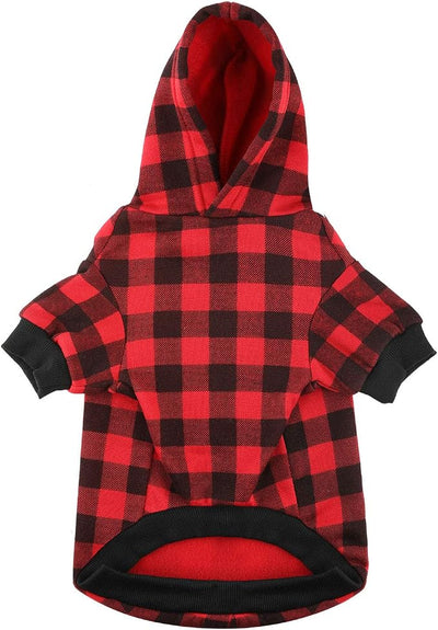 Plaid Dog Hoodie Sweatshirt Sweater for Large Dogs Cat Puppy Clothes Coat Warm and Soft(L)