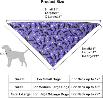 ADOGGYGO 2 Pack Halloween Dog Bandanas, Reversible Triangle Dog Scarf Accessories Halloween Bandanas for Medium Large Dogs Pets (Large)