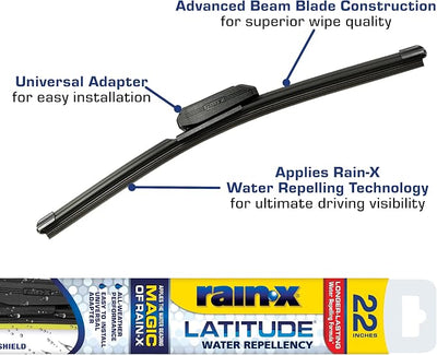 Rain-X Latitude Wiper Blades, 22 Inch, Pack of 2 | 2-in-1 Water Repellent