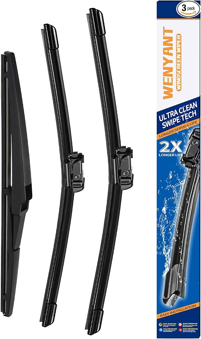 24"/16"/12" Windshield Wipers Compatible with Chevrolet Chevy Spark 2013-2015 Front and Rear Wiper Blades for My Car Original Equipment Automotive Replacement (Set of 3)