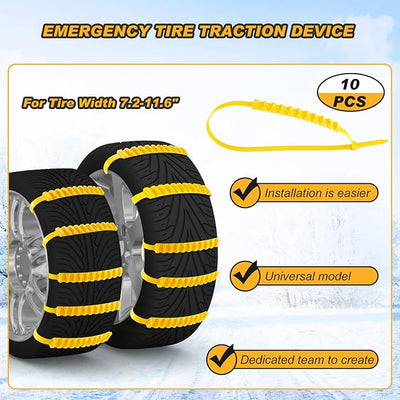 Tallew Snow Tire Chains Nylon Snow Straps for Car Tires 1.26" Width Emergency Anti Skid Car Tire Chains Universal Anti Skid Tires Chain for Truck Winter, Tyre 175 to 295 mm(0.6 x 37 Inches,20 Pcs)