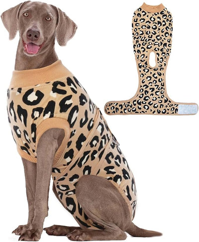 Kuoser Dog Recovery Suit for Dogs After Surgery,Professional Surgical Onesie for Female Male Dogs Spay Neuter,Soft Dog Surgery Suit Bodysuit for Abdominal Wounds Skin Disease,Coffee Leopard XL
