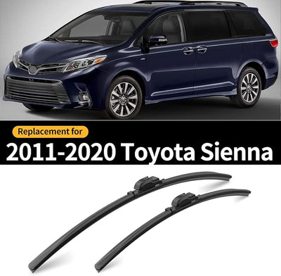 Front and Rear Windshield Wipers for Toyota Sienna 2011-2020 | Quiet and Streak-Free Front and Back Wiper Blades Assembly All-Season OEM Automotive Replacement Accessories