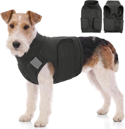 AOFITEE Dog Anxiety Vest, Thunder Jacket for Dogs Anxiety, Soft Breathable Dog Calming Shirt for Fireworks, Thunder, Separation, Anti-Anxiety Dogs Calming Vest with Hook & Loop Closure, Grey S