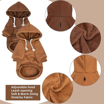 2-Pack Dog Hooded Sweaters & Jackets - Soft Dog Clothes Hoodie for Small/Medium/Large Dogs & Cats | All-Season Comfort & Fit, Stylish Pet Shirts Apparel & Accessories (Chocolate, Camel, X-Large)