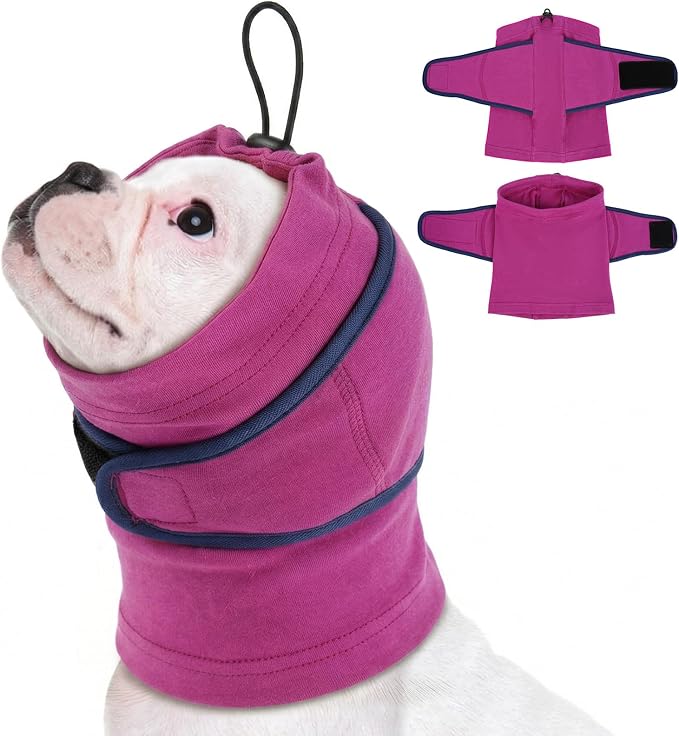 MIGOHI Small Dog Ear Muffs for Noise Anxiety, Soft Calming Hoodie for Fireworks & Thunderstorms, No Shake Ear Wrap Dog Hematoma, Adjustable Head Cover for Dogs Bath Grooming,Chihuahua Yorkie,Purple S