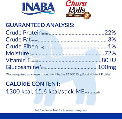 INABA Churu Rolls Joint Support for Dog, Functional Lickable Dog Treat with Taurine & Green Tea Extract, 1.26oz Each, 18 Tubes Total, Chicken Recipe