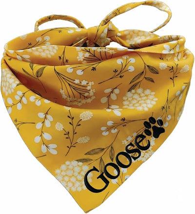 Dog Triangle Bandana Scarf, Yellow Dandelion Pattern, Large