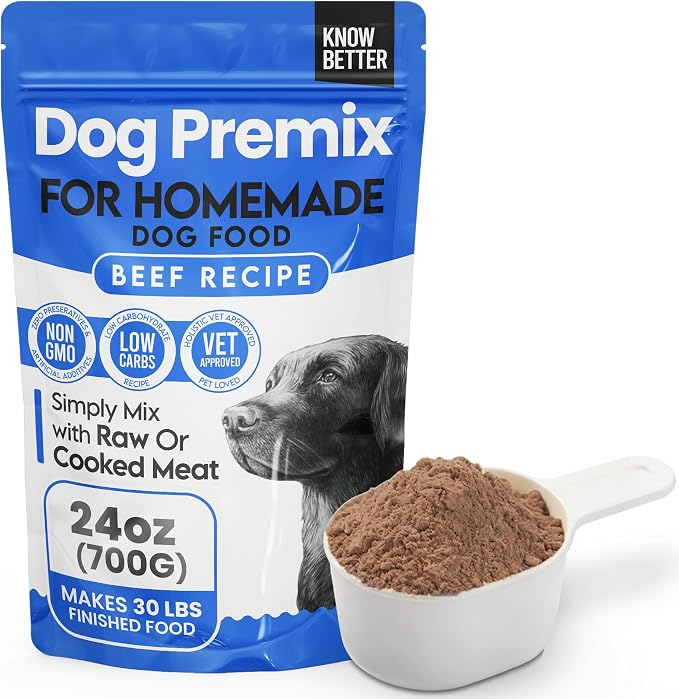Know Better Beef Recipe Homemade Dog Food Premix - Complete Raw or Homemade Dog Meal Mix for Small Dogs - Puppies & Adults - Easy-to-Prepare Balanced Nutrition - Pet Supplies - 24 Oz