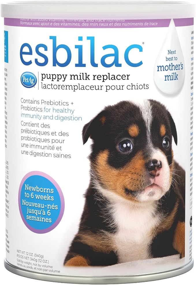 Esbilac Puppy Milk Replacer Powder - 12 oz - Powdered Puppy Formula with Prebiotics, Probiotics & Vitamins for Puppies Newborn to Six Weeks Old - Easy to Digest