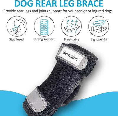 Dog Leg Braces for Rear Legs, Hock Brace for Back Legs with Metal Strips and Safety Reflective Straps for Short Legs, Joint Warps Support for Hind Legs Injuries Sprains Arthritis (Medium(1Pair)