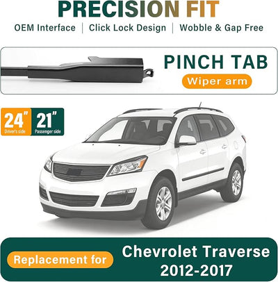 Windshield Wiper Blades Replacement for Chevy Chevrolet Traverse 2012 2013 2014 2015 2016 2017,Original Equipment Replacement Front Rear Wiper Blade Set - 24" 21" 13" (Set of 3)