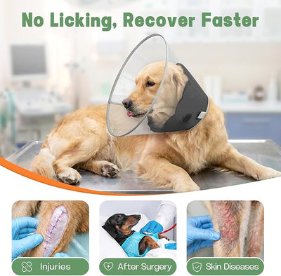 Dog Cone Collar to Stop Licking with Soft Liner, Comfortable Elizabeth Recovery Collar for Large Medium Dogs After Surgery, Pet Neck Head Cone Alternative,XL