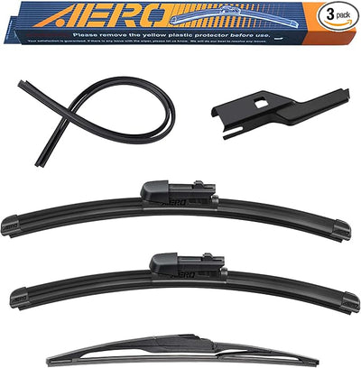 AERO Wipers OEM Replacement for Honda HR-V HRV 2023 2024 2025 2026, 26"+17" Front + 12" Rear, All-Season Windshield Wiper Blades with Extra Squeegee Refills + 1-Year Warranty (Set of 3)