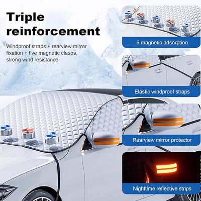 Large Magnetic Car Windshield Snow Cover - Waterproof Frost and Ice Protector with Mirror Covers and Side Window Guard, All-Season Winter Shield for Honda Accord 2023-2025